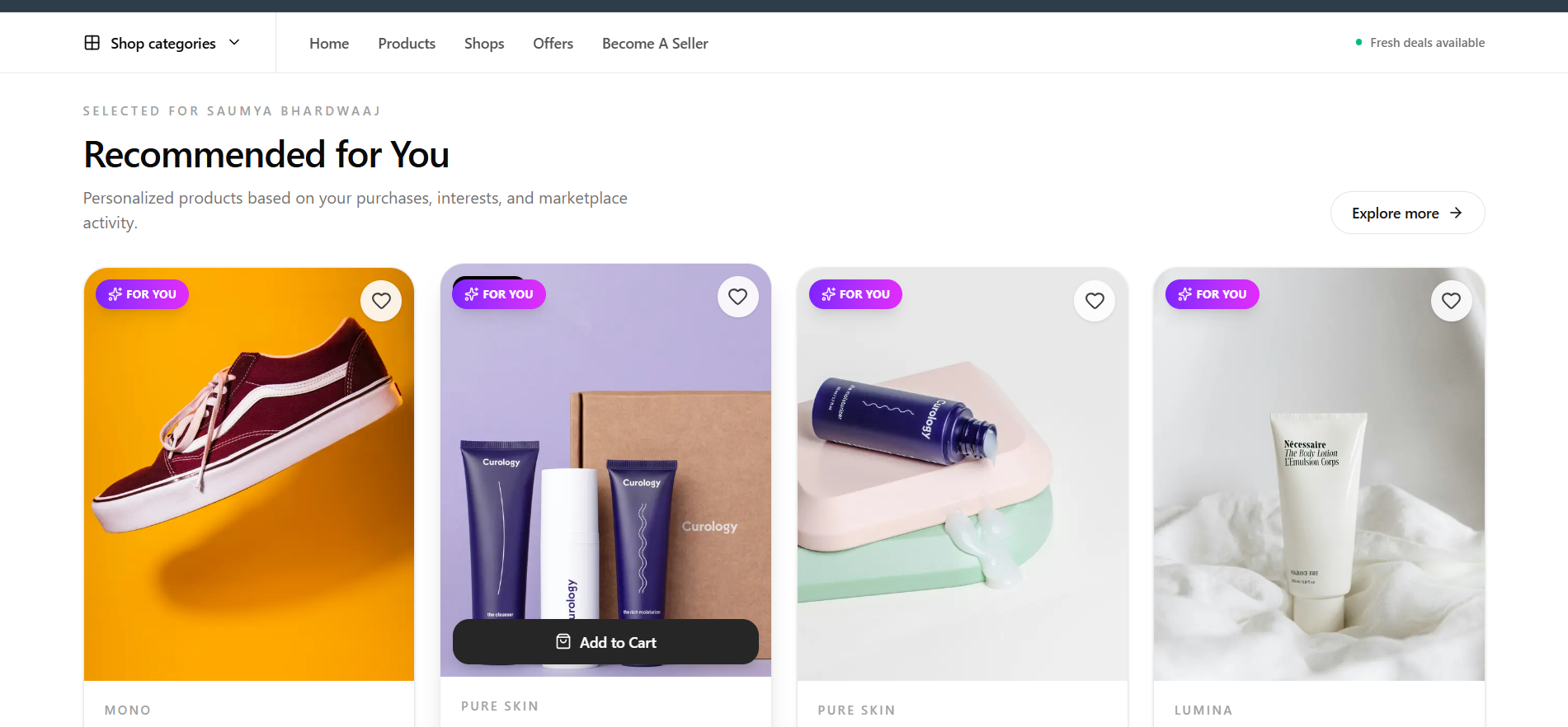 Eshop — Personalized recommendations